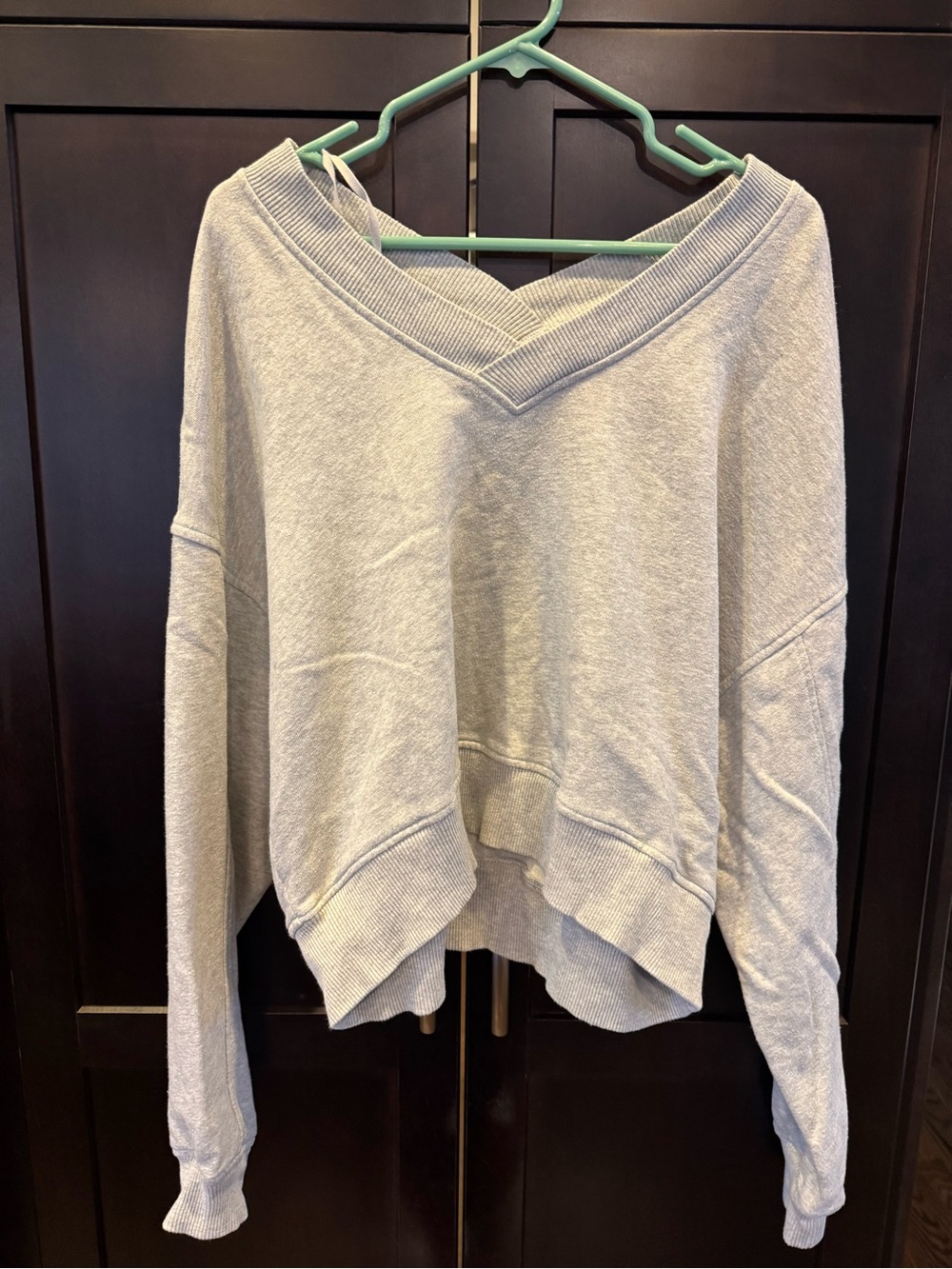 aerie Heather Light Gray Knit  Cropped Pullover